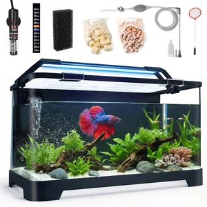 3.5 Gallon Betta Fish Tank Kit with Filter, Heater, LED Light & Water Changer