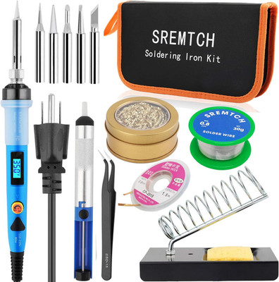 Electronics Soldering Iron Kit - 80W Digital LCD Solder Gun with ON/OFF Switch A