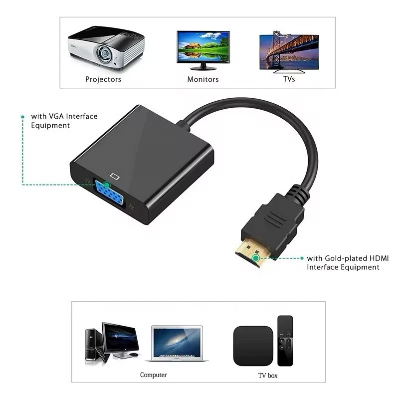 HDMI zu VGA Adapter Full HD 1080p Konverter Stecker für PC Laptop Beamer Monitor - Bild 4 von 4