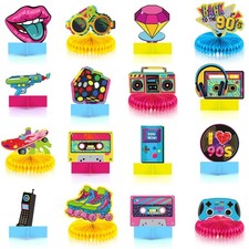 Dianelhall 16 Pieces 90s Themed Honeycomb Centerpieces,1990's Hip Hop Party F...