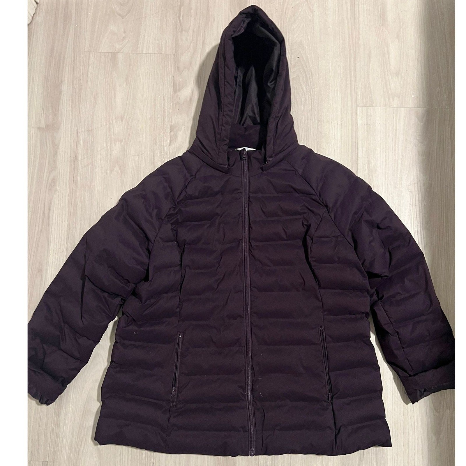 Women's Purple Hooded Puffer Jacket Size XL 16 18 Time and Tru