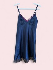 Vintage Black Satin Slip Dress w/ Pink Bow