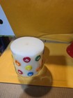 M&M CANDY Candle PILLAR White All Colored Pieces 4" Round 60 Hr Burn NWT — photo 1