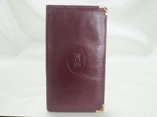 Autentico portafoglio lungo Cartier Must Line bifold porta carte in pelle bor...