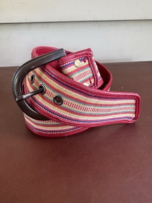 Yves Saint Laurent Rive Gauche Wide Belt Canvas Leather Multicolor France