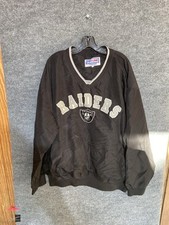Vintage 90s Black Pro Line Starter NFL Oakland Raiders Pullover Jacket Mens 2xL