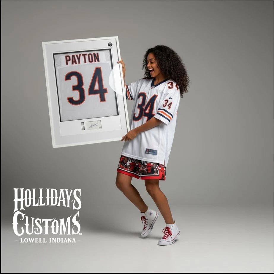 Camiseta firmada por Walter Payton de los Chicago Bears PSA ADN certificado de autenticidad exhibición enmarcada #34 Foto 2 de 4