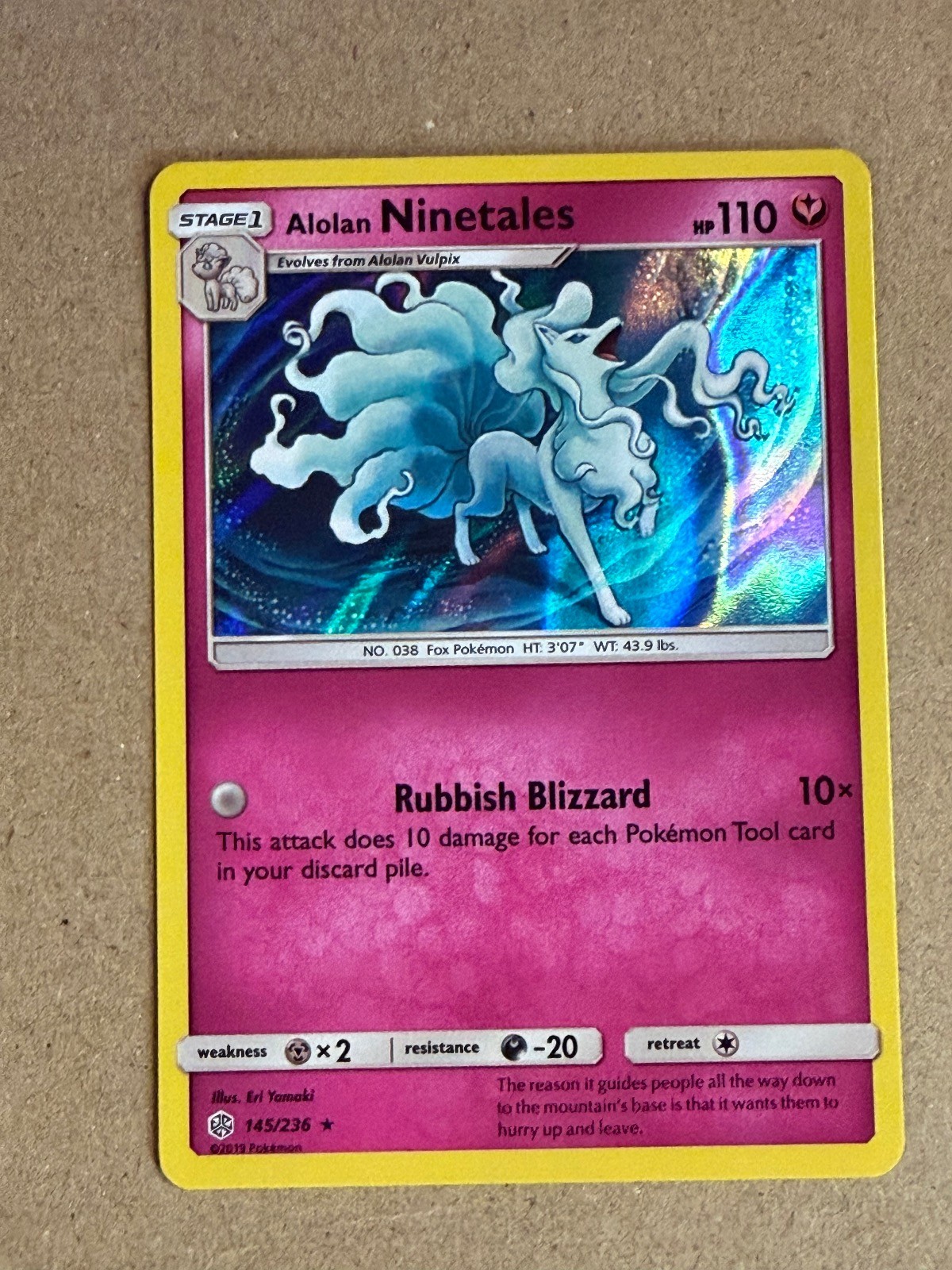 ALOLAN NINETALES 145/236 HOLO R COSMIC ECLIPSE POKEMON NM/M