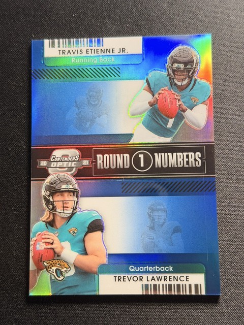 2021 Contenders Optic Etienne Trevor Lawrence Round Numbers Blue RC #/99