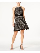 XSCAPE Womens Black Sleeveless Jewel Neck Above The Knee Fit + Flare Dress 2