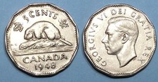1948 CANADA 5 CENTS KEY DATE AUNC #577-126
