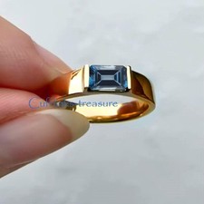 Natural London Blue topaz Gemstone 18 K Gold Plated 925 Sterling silver Ring A4