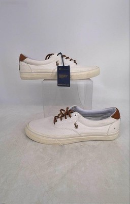 Polo Ralph Lauren Thorton Men's Size 7.5 White Canvas Sneakers Shoes NWT