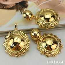 Gold Tone Metal Jewelry Set Earrings Pendant Fashion FHK17064