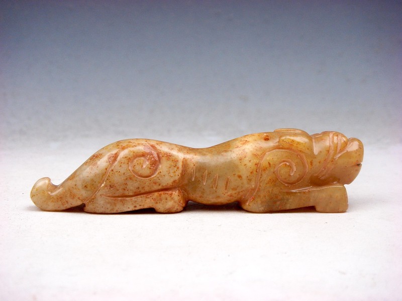 Old Nephrite Jade Stone Carved Sculpture Ancient Foo Dog Lion Crouching #022026