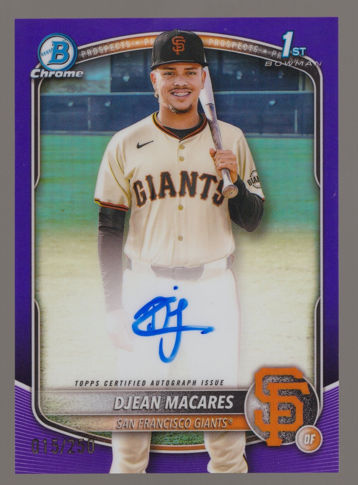 2025 Bowman Chrome Djean Macares #CPA-DM Auto Purple Refractor /250 1st Prospect