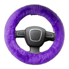 Fluffy Steering Wheel Cover for Women, Fuzzy Winter Fashion Wool Fur Purple