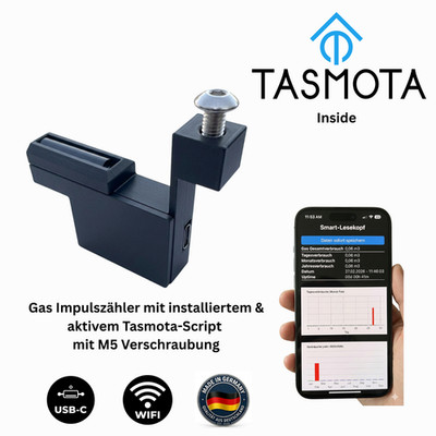 Tasmota Gaszähler Impulszähler mit Wemos D1 Mini 8266 USB-C Wifi WLan