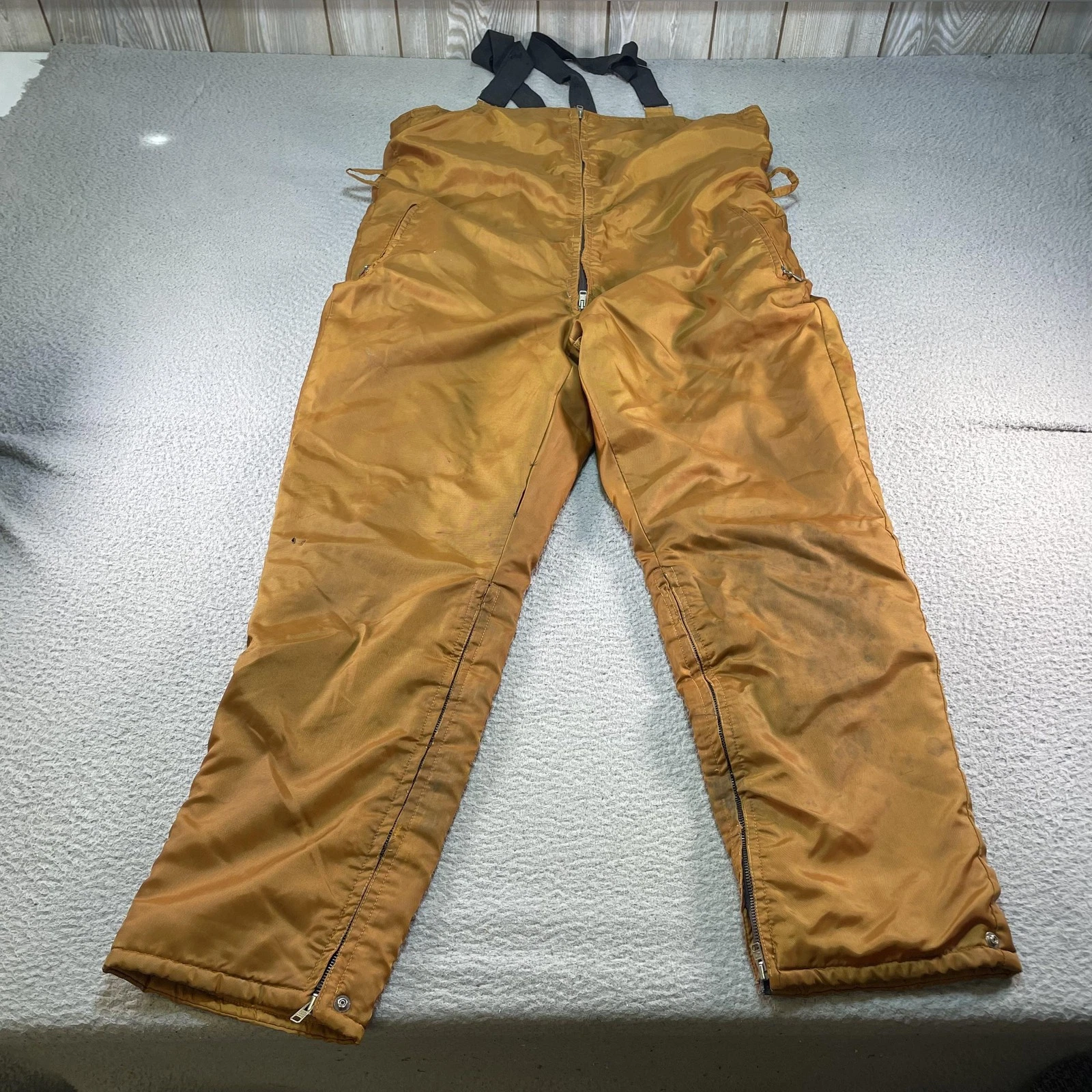 Vintage Walker Mfg Snow Pants Mens 40x29 Brown Insulated Bib Overalls Ski 60s