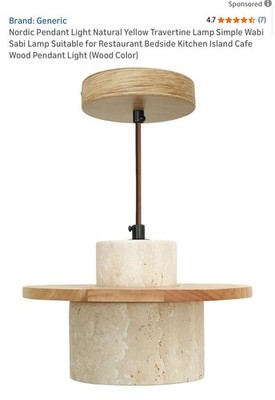 Style Stone Pendant Light Travertine Suspension Ceiling Hanging Lamp for Kitchen