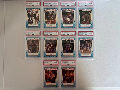 1989 FLEER STICKER BASKETBALL PSA 8 COMPLETE SET W/ 1 MINT 9