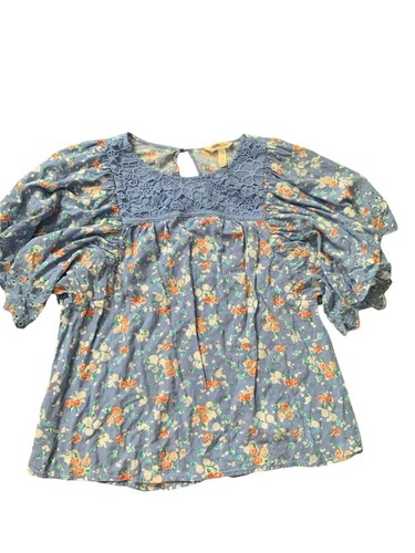 Maltida Jane Sz Medium blue floral blouse - Picture 1 of 5