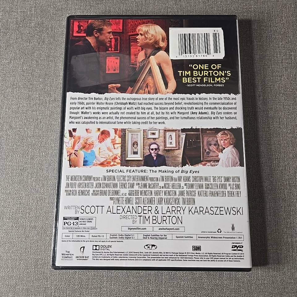 Big Eyes DVD Тима Бертона 2015 Эми Адамс Кристоф вальс новый запечатанный - Изображение 2 из 3