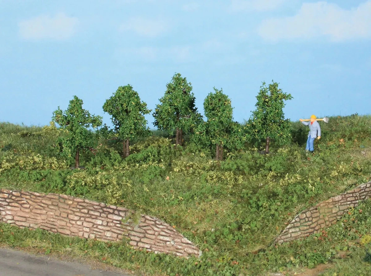 3 Alberi In Miniatura Per Modellismo HO (1:87), Fiori Bianchi, H 9 Cm, Krea Modellismo