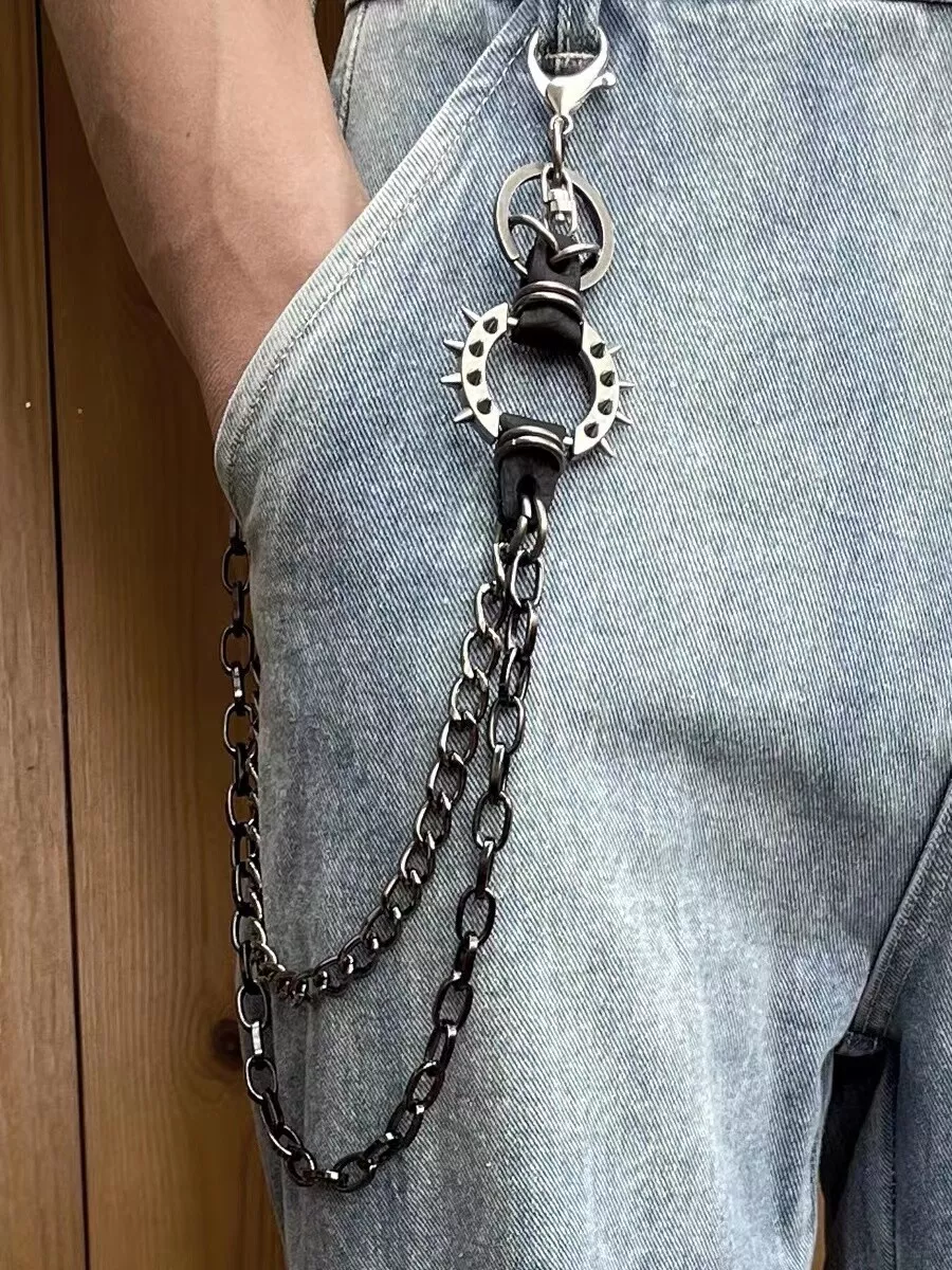 Wallet Chain 18” Silver Belt Chain Pocket Chain Heavy Duty, Both Ends  Lobster Clasps & 2 Extra Rings for Keys, Jeans, Pants, Belt Loop, Purse,  Handbag