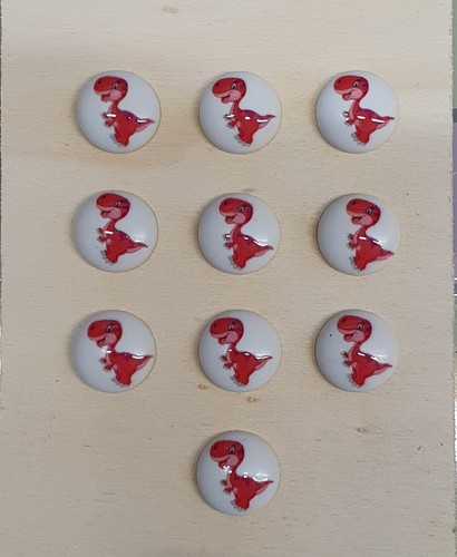 Round Childrens Printed Character Shank Buttons Pink Dinosaur 15mm - Picture 6 of 11