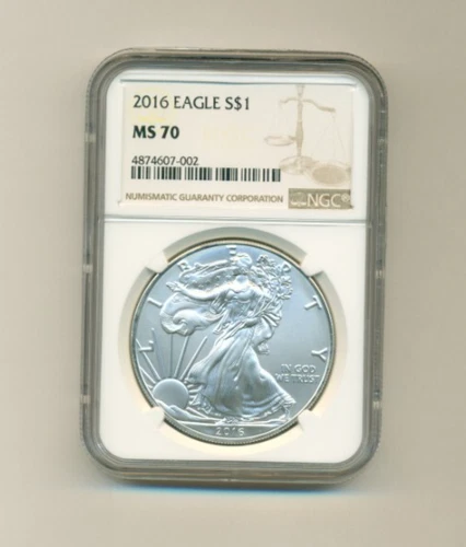 2016 American Silver Eagle MS70 NGC Brown Label  Nice Looking Eagle