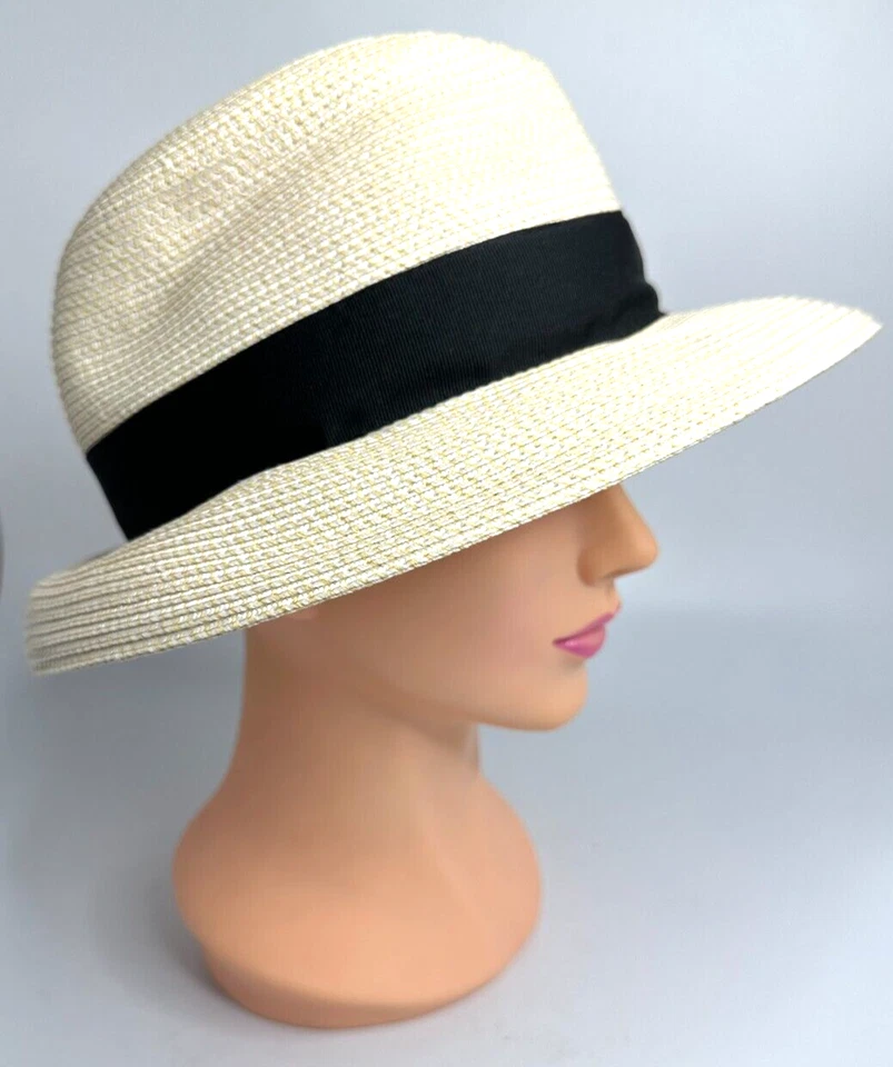 Sombrero Fedora Eric Javits Clásico Squishee Paja Embalable Crema/Negro Talla Única Foto 4 de 4