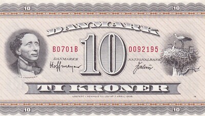 Dänemark, 10 Kronen, 1970, AUNC, S 44AE, Seriennummer: B0701B 0092195