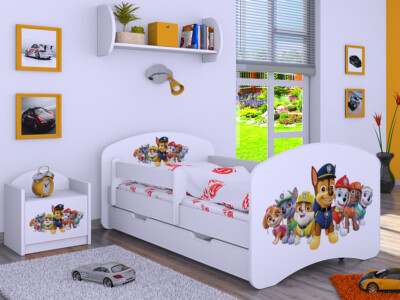 Kinderbett  Super Hunde Paw | MATRATZE und SCHUBLADE | 140/160/180/190 PATROL !!