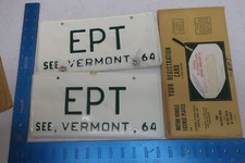 Vermont License Plate Tag 1964 64 VT Pair Set Envelope Vanity  EPT E P T