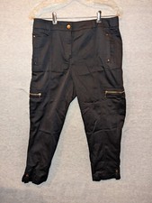 Chico's Black Slim Leg Pants Black Womens Sz 0 Zipper Cargo Pockets