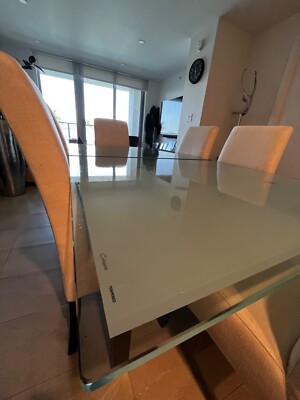 Calligaris Mid-century modern Italian Glass and Wood expandable dining room set