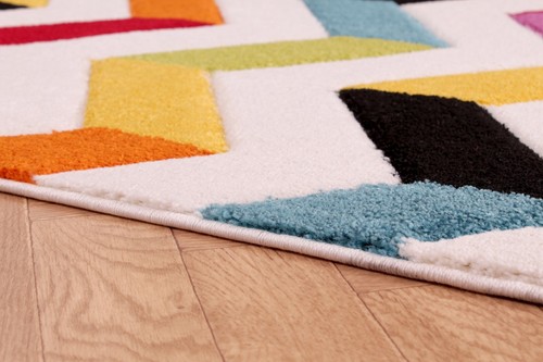 Spectra Carved Rug for Living Room Bright Multi Coloured Geometric Hallway Rugs - Picture 38 of 99