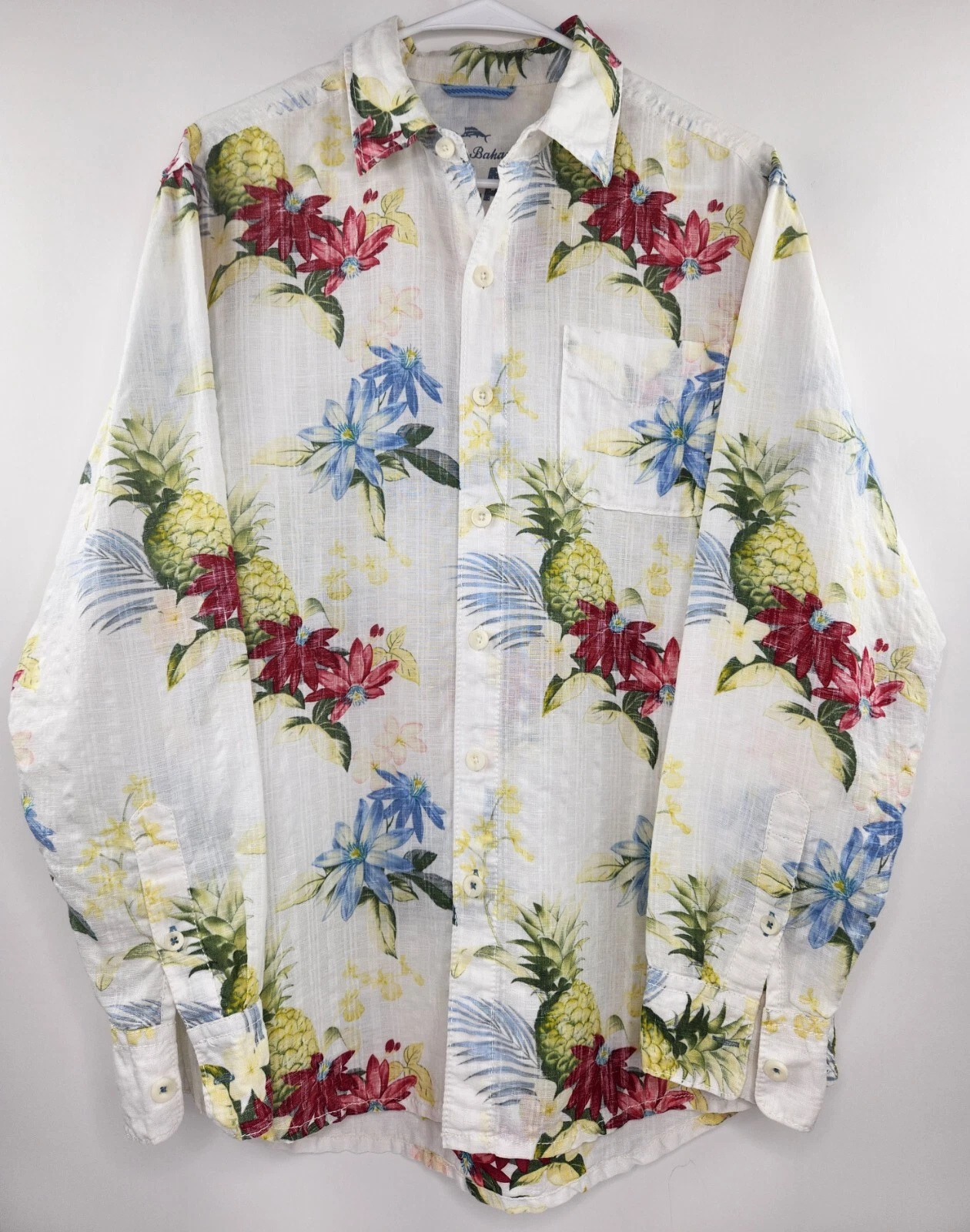 Tommy Bahama Relax Shirt Size M Linen 80% / Cotton 20% Multicolor Flowers