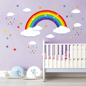 Decalmile Stickers Muraux Etoile Arc En Ciel Autocollant Mural Nuage Ebay