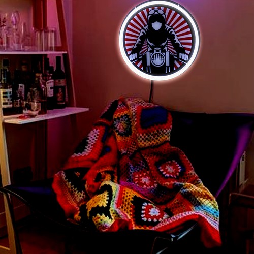 Motorrad Rennfahrer Silikon Leuchtreklame Licht LED USB Bier Wand Dekor 12"x12" K1 - Bild 7 von 8