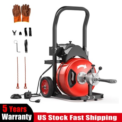 Drain Cleaner Machine Electric Drain Auger 100FT x 3/4 Inch Auto Feed