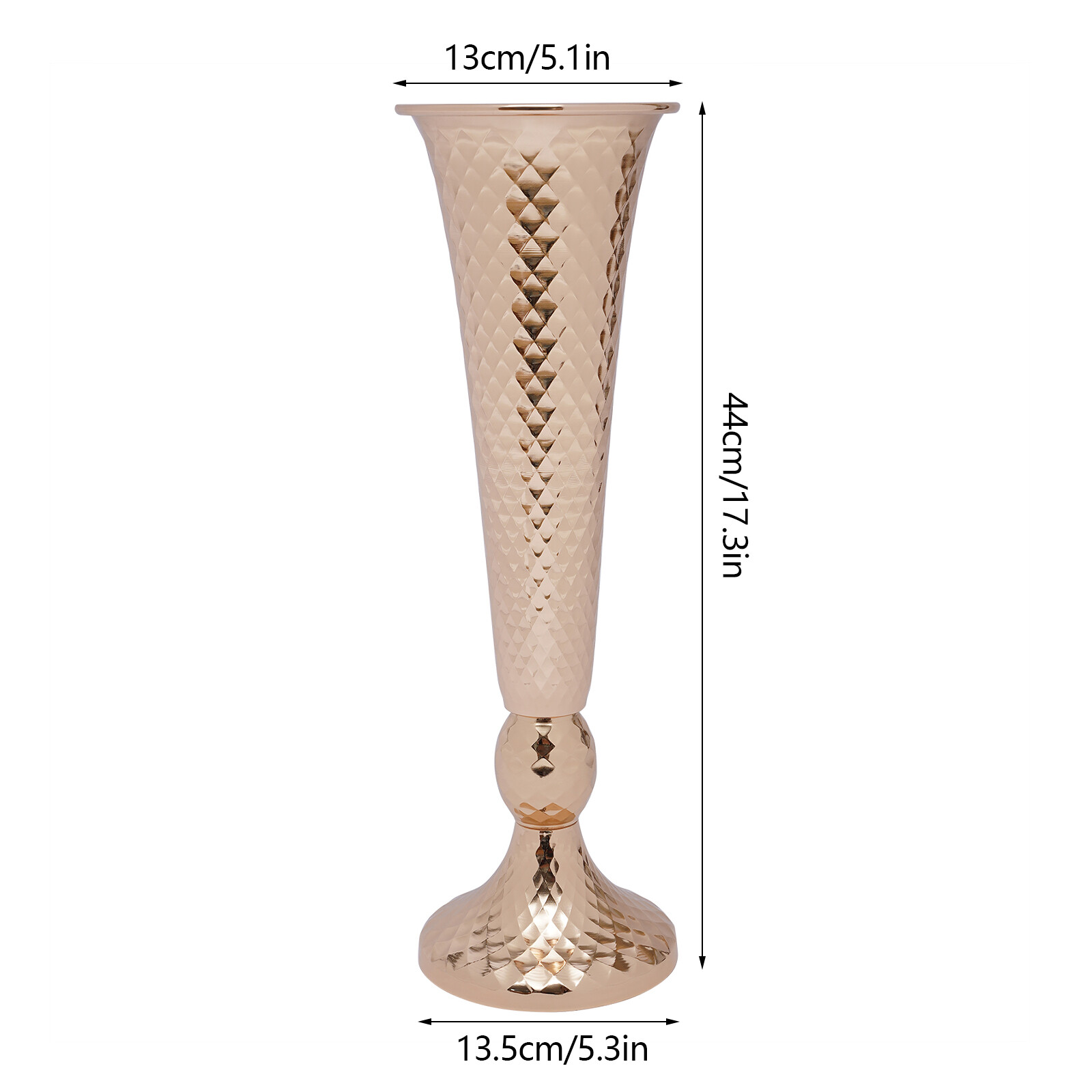 10 Pcs Wedding Centerpieces Vases Desktop 17.3'' Tall Gold Trumpet