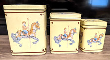 Willitts Designs Tin Container Set 1986 Blue Carousel Horse Vintage 3 Piece