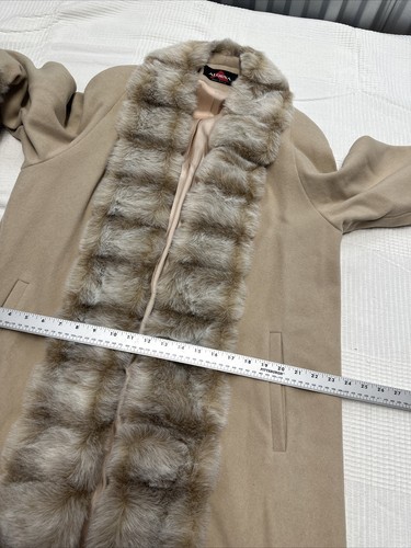 SUPERBE manteau pleine longueur 100 % laine fausse fourrure Alorna taille 8 - Photo 9/11
