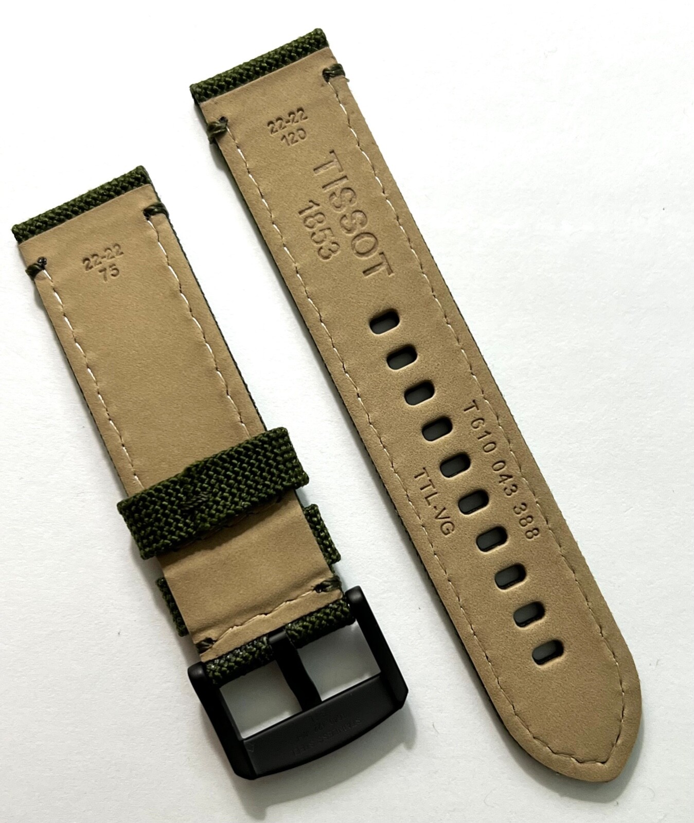 Original Tissot Chrono 22mm T116617A GREEN Fabric Canvas Watch Band