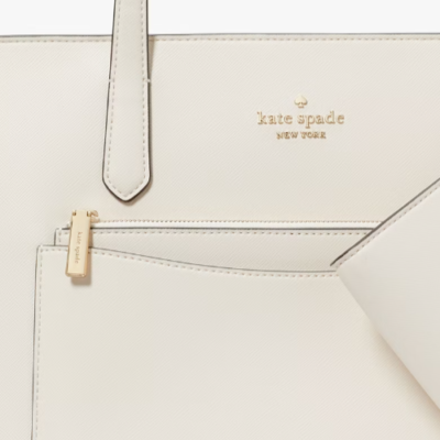 Kate Spade Staci Large Tote + Wristlet + Pouch Meringue White