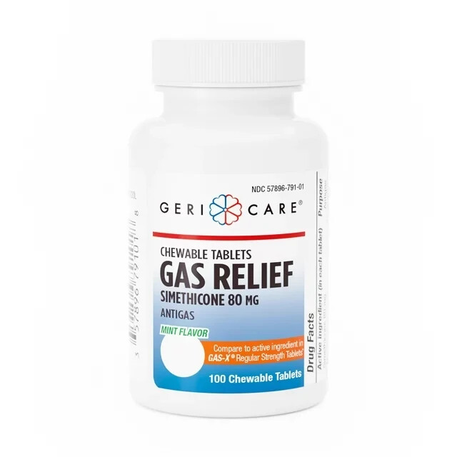 Simethicone 80mg Gas Relief Mint Chewable Tablets 100ct Geri-Care