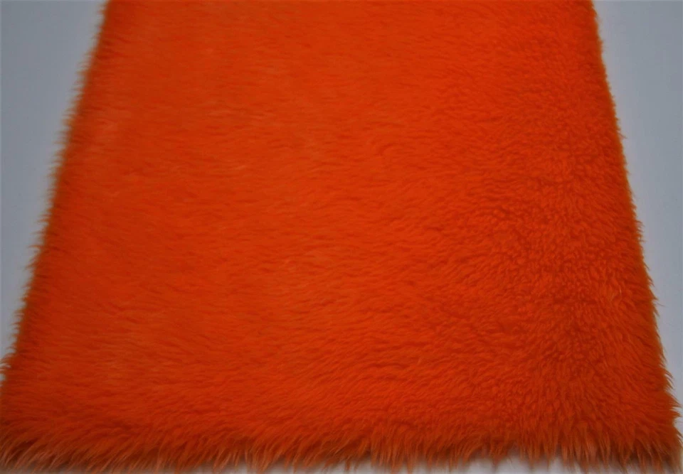 Plain Fun Faux Fur Fabric Material - BRIGHT ORANGE - Image 2 of 3
