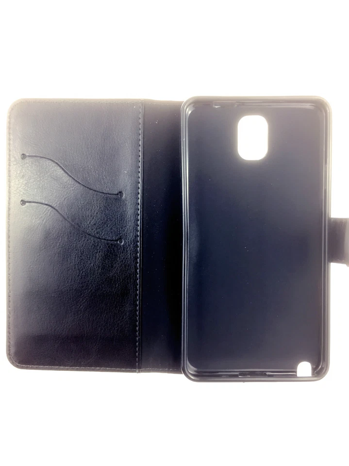 BLACK Wallet Leather Pouch Case Cover For Samsung Galaxy NOTE 3 N9000 N9005 UK - Image 4 of 4